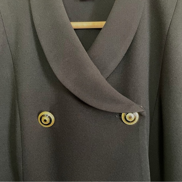 Talbots Vintage Black Crepe Double-Breasted Gold Button Blazer - Picture 5 of 13